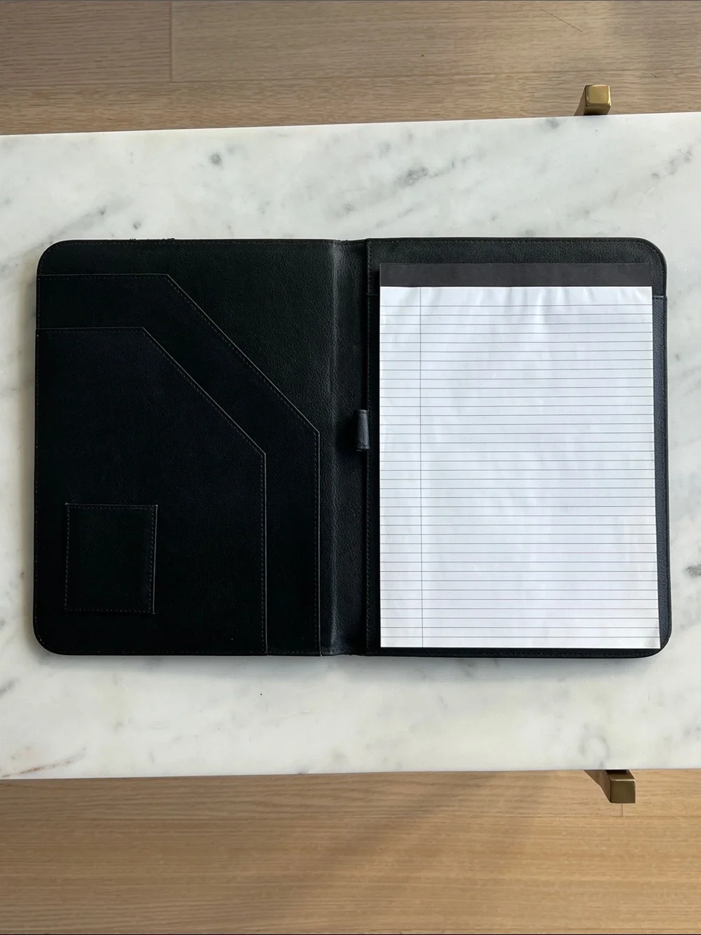 Columbia University Black Leather Notepad Case with Gold Emblem